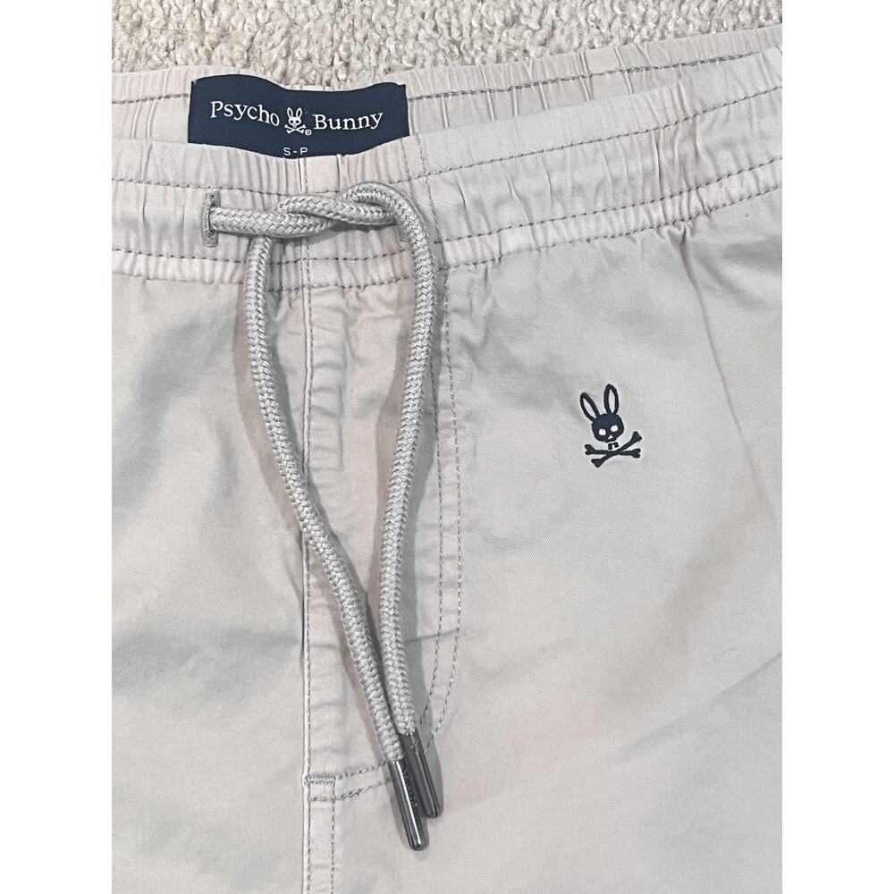 Psycho Bunny Shorts Mens Small Beige Chino Elastic Waist Skull Bunny Embroidery - Picture 3 of 9